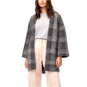 Wilfred Brullon merino coat plaid check grey S